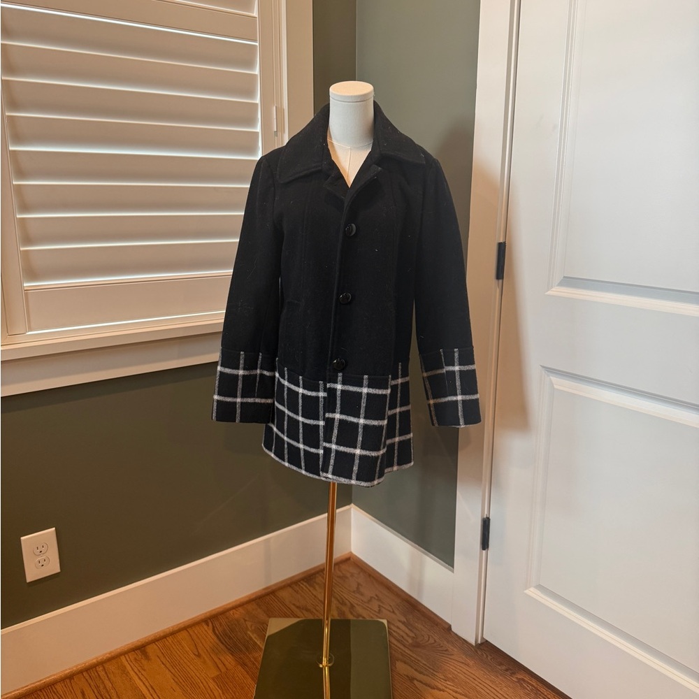 Anthropologie Black and White Pea Coat